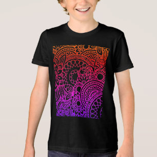 Orange Purple Flowers Outline Tri-Blend Shirt