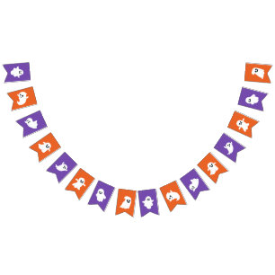 Orange Purple Happy Halloween Cute Ghost Bunting