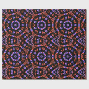 Orange & Purple Kaleidoscope Fractal Pattern Wrapping Paper