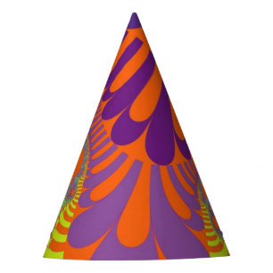 Orange Purple Mod Party Hat