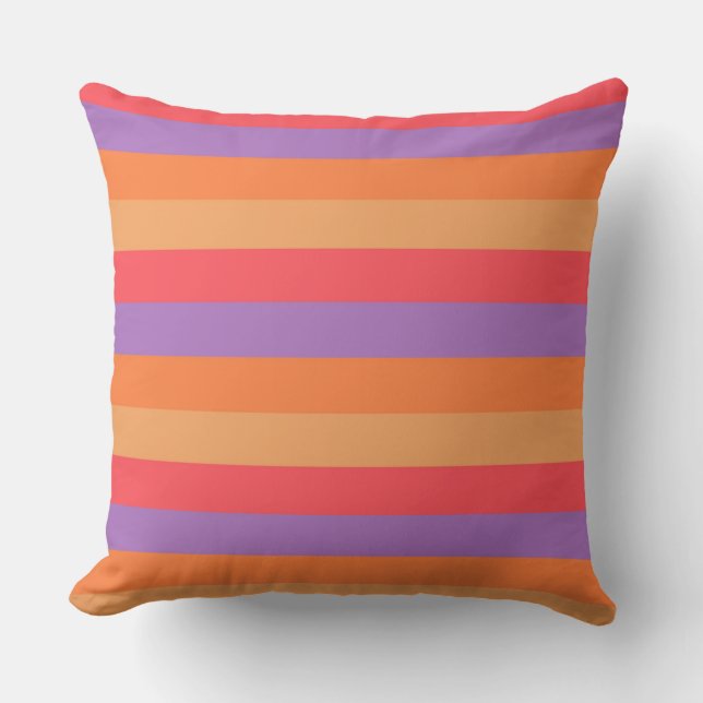 Orange Purple Modern Stripes Cushion (Front)