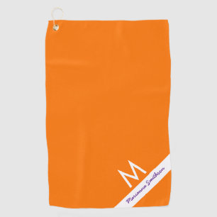 Orange Purple Monogram Name Modern Custom Golf Towel