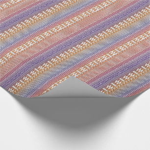 Orange Purple Ombre Geo Aztec Tribal Print Pattern Wrapping Paper