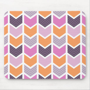 Orange Purple Pink Geometric Chevron Pattern Mouse Mat