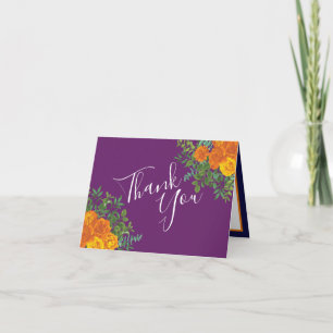 Orange & Purple Plum Peony Rose Wedding Thank You