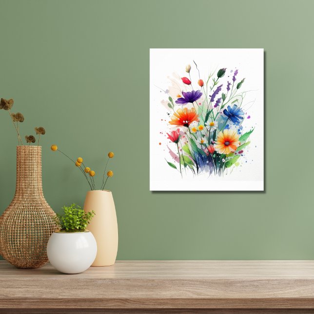Orange Purple Red Blue Watercolor Flowers Poster (Creator Uploaded)
