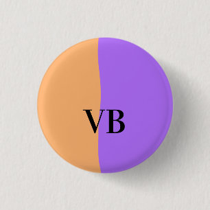 Orange purple solid add name letter monogram text 3 cm round badge
