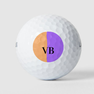 Orange purple solid add name letter monogram text golf balls