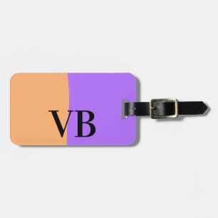 Orange purple solid add name letter monogram text luggage tag