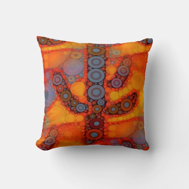 Orange Purple Southwestern Saguaro Cactus Mosaic Cushion (Front)