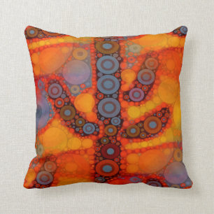 Orange Purple Southwestern Saguaro Cactus Mosaic Cushion
