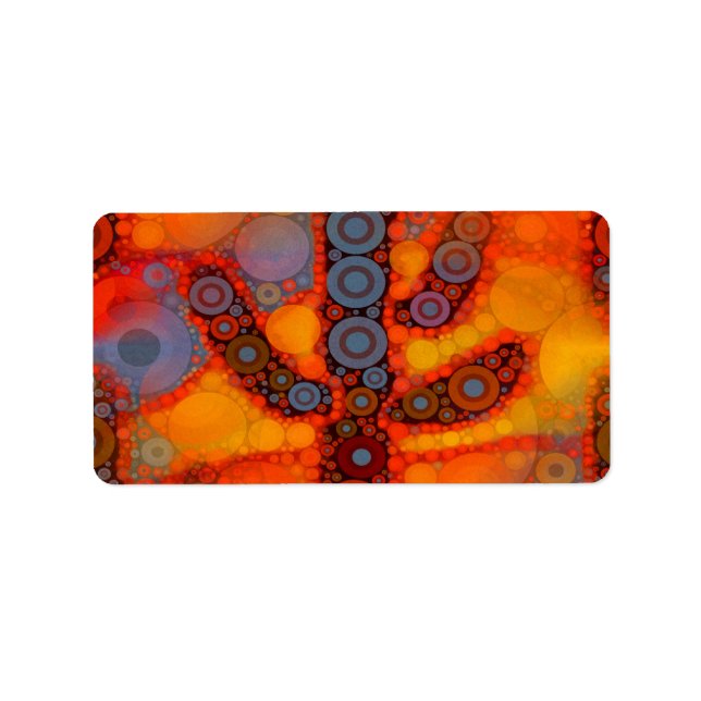 Orange Purple Southwestern Saguaro Cactus Mosaic Label (Front)