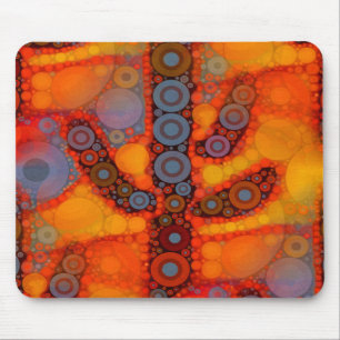 Orange Purple Southwestern Saguaro Cactus Mosaic Mouse Mat