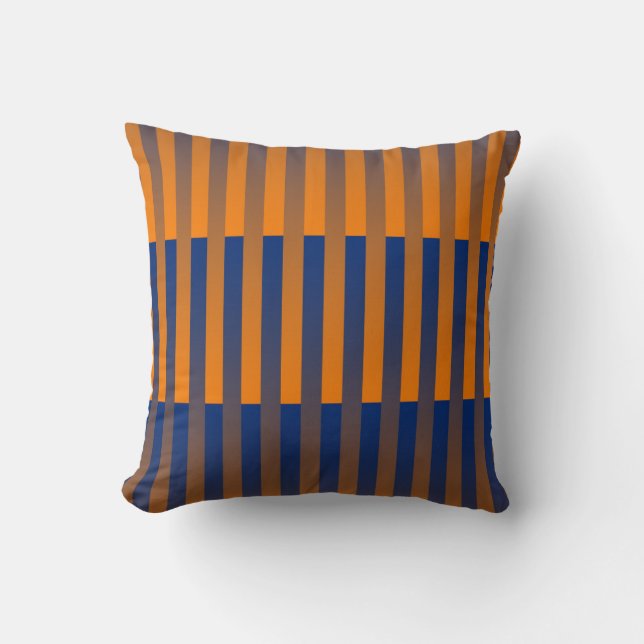 Orange Purple Striped Pattern Cushion (Front)