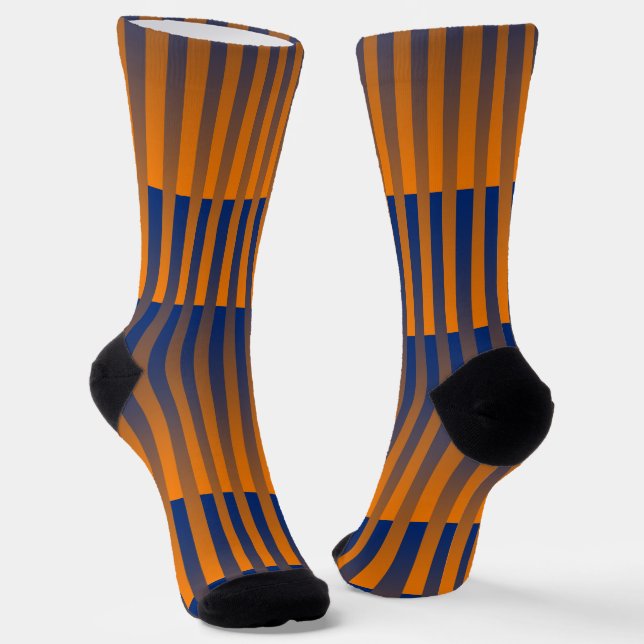 Orange Purple Striped Pattern Socks (Angled)