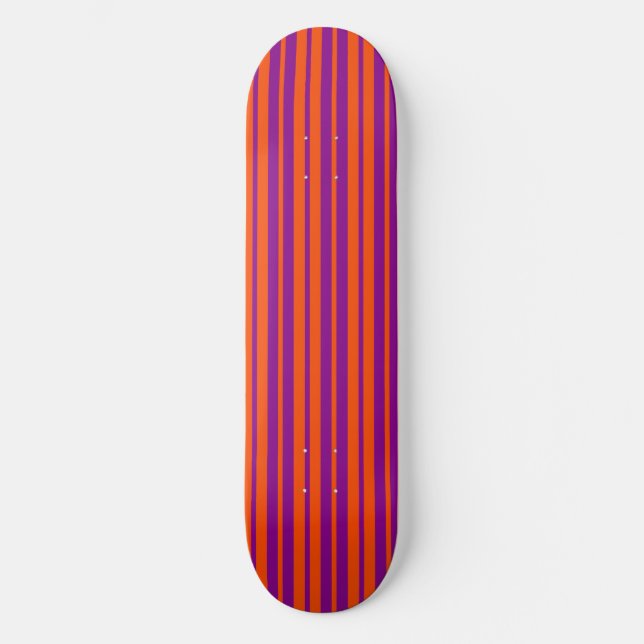 Orange Purple Stylish Stripes Pattern Design  Skateboard (Front)