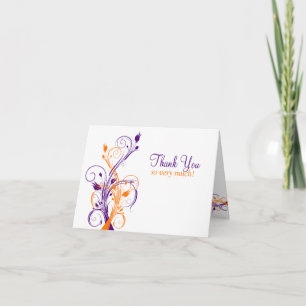 Orange Purple White Floral Thank You Card