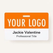 Orange PVC Name Badge Horizontal Logo Work ID Tag