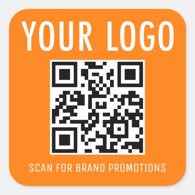 Orange QR Code Stickers Company Logo 1.5 in Square (Front)