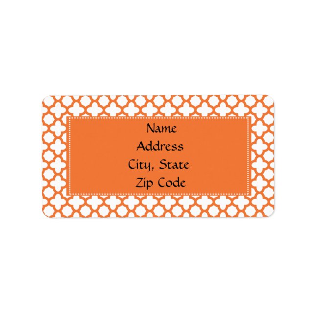 Orange Quatrefoil Pattern Label (Front)