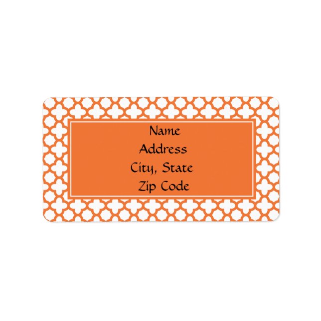 Orange Quatrefoil Pattern Label (Front)