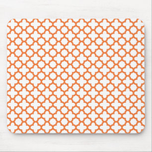 Orange Quatrefoil Pattern Mouse Mat