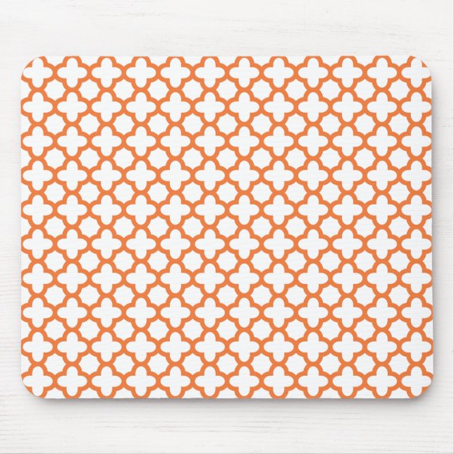 Orange Quatrefoil Pattern Mouse Mat (Front)