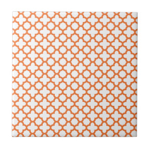 Orange Quatrefoil Pattern Tile
