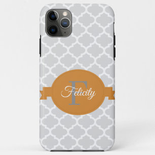 Orange Quatrefoil Personalised iPhone 11 Pro Max Case