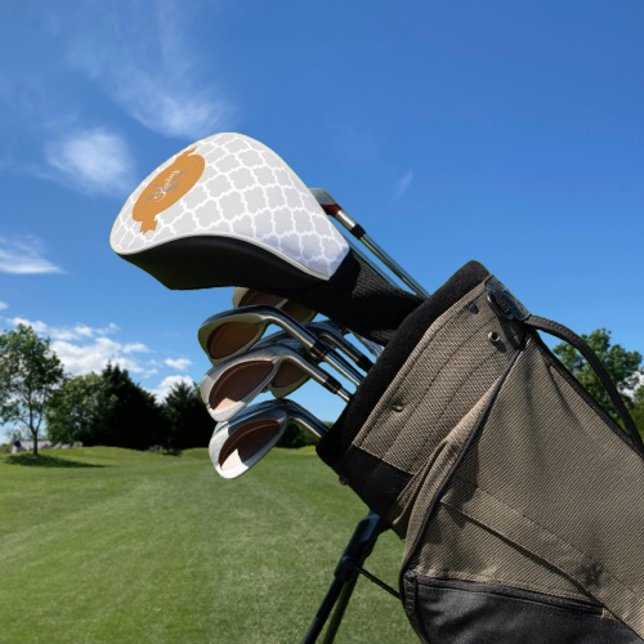 Orange Quatrefoil Personalised Golf Head Cover (Orange Quatrefoil Personalized Golf Head Cover)