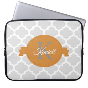Orange Quatrefoil Personalised Laptop Sleeve