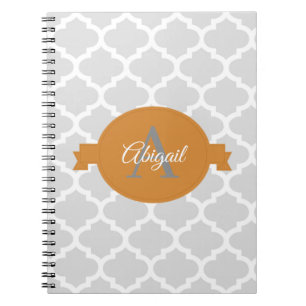 Orange Quatrefoil Personalised Notebook