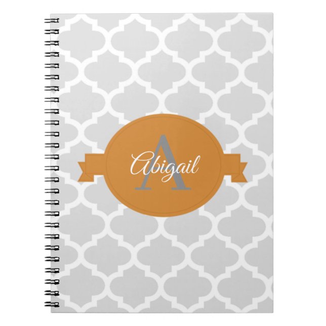 Orange Quatrefoil Personalised Notebook (Front)