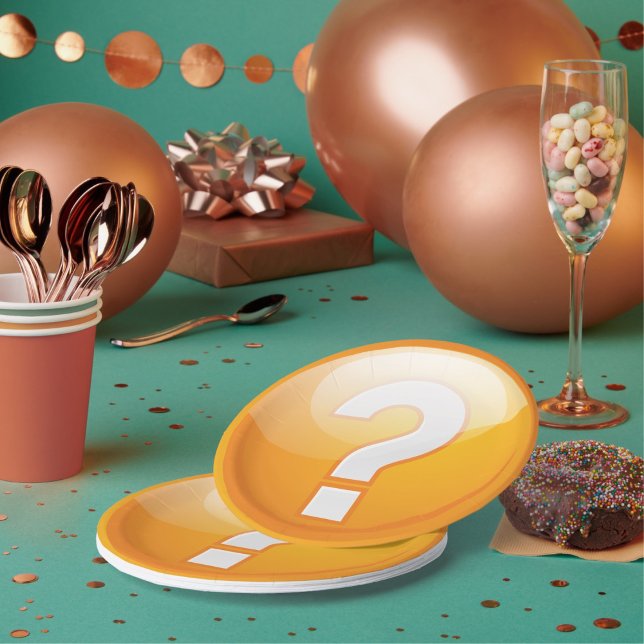 Orange Question Mark Bold Modern Symbol Paper Plate (Creator Uploaded)