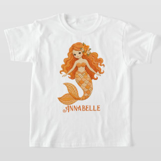 Orange Quilted Mermaid Personalise T-Shirt