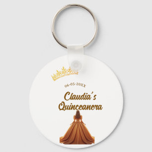 Orange quinceanera princess crown birthday name da key ring