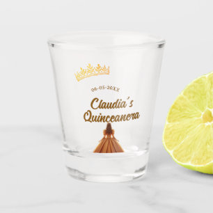 Orange quinceanera princess crown birthday name da shot glass