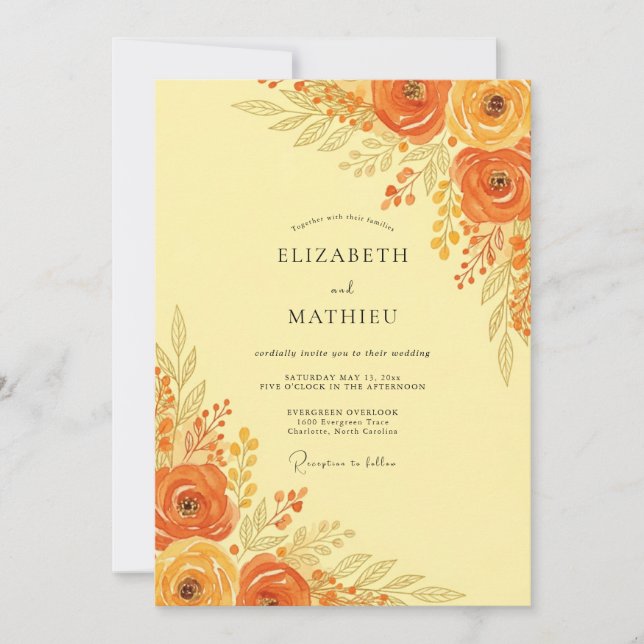 Orange Radiant Autumnal Wedding Invitation (Front)