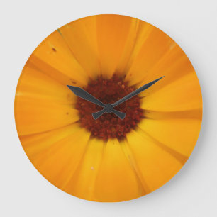 Orange Rain Daisy Wall Clock