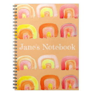 Orange rainbow cute retro art notebook