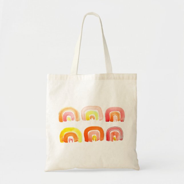 Orange rainbow cute retro art tote bag (Front)