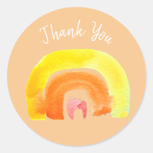 Orange Rainbow love watercolor Classic Round Sticker