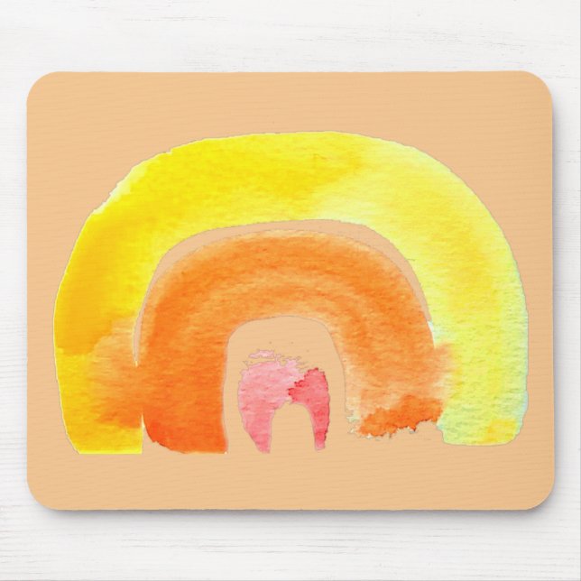 Orange Rainbow love watercolor Mouse Mat (Front)
