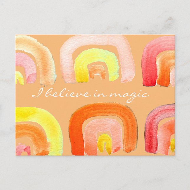 Orange rainbow retro inspiration quote postcard (Front)