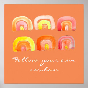 Orange rainbow retro inspiration quote poster