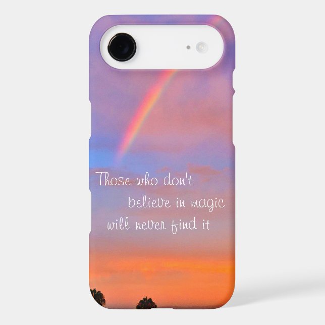 Orange Rainbow Sunset Photo Believe in Magic Quote (Back)