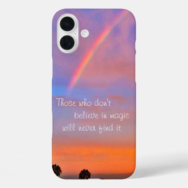 Orange Rainbow Sunset Photo Believe in Magic Quote Case-Mate iPhone Case (Back)