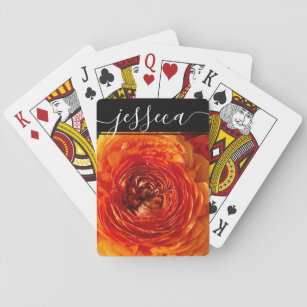 Orange Ranunculus Personalised Playing Cards