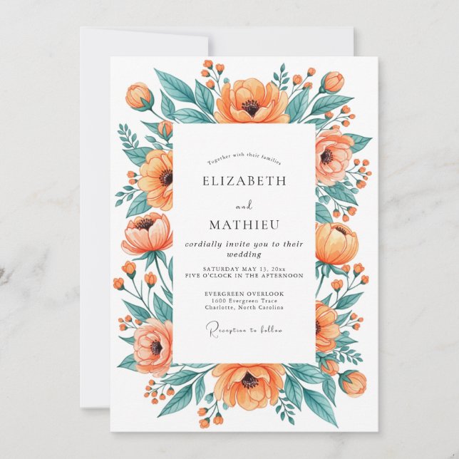 Orange Ravishing Spring Wedding Invitation (Front)