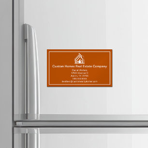 Orange Real Estate Company Home Realtor Magnetic Business Card